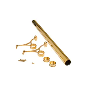 Outwater 4' Bar Foot Rail Kit - Complete Undercounter Mount Hardware and Tubing, Brass Finish