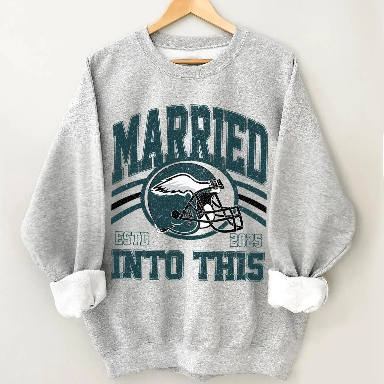Vintage Maried Into This ESTD 2025 Sweatshirt, Game Day Pullover Sweatshirt, Unisex Gifts For Football Fan
