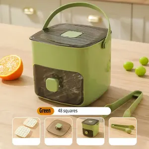 Large Capacity 48 Grids Ice Cube Tray Double Layer Structure Food Grade Plastic Storage Plate Press Quick Demoulding Ice Mold No Electricity Essential Kitchen Accessory For Refrigerator Homemade Ice