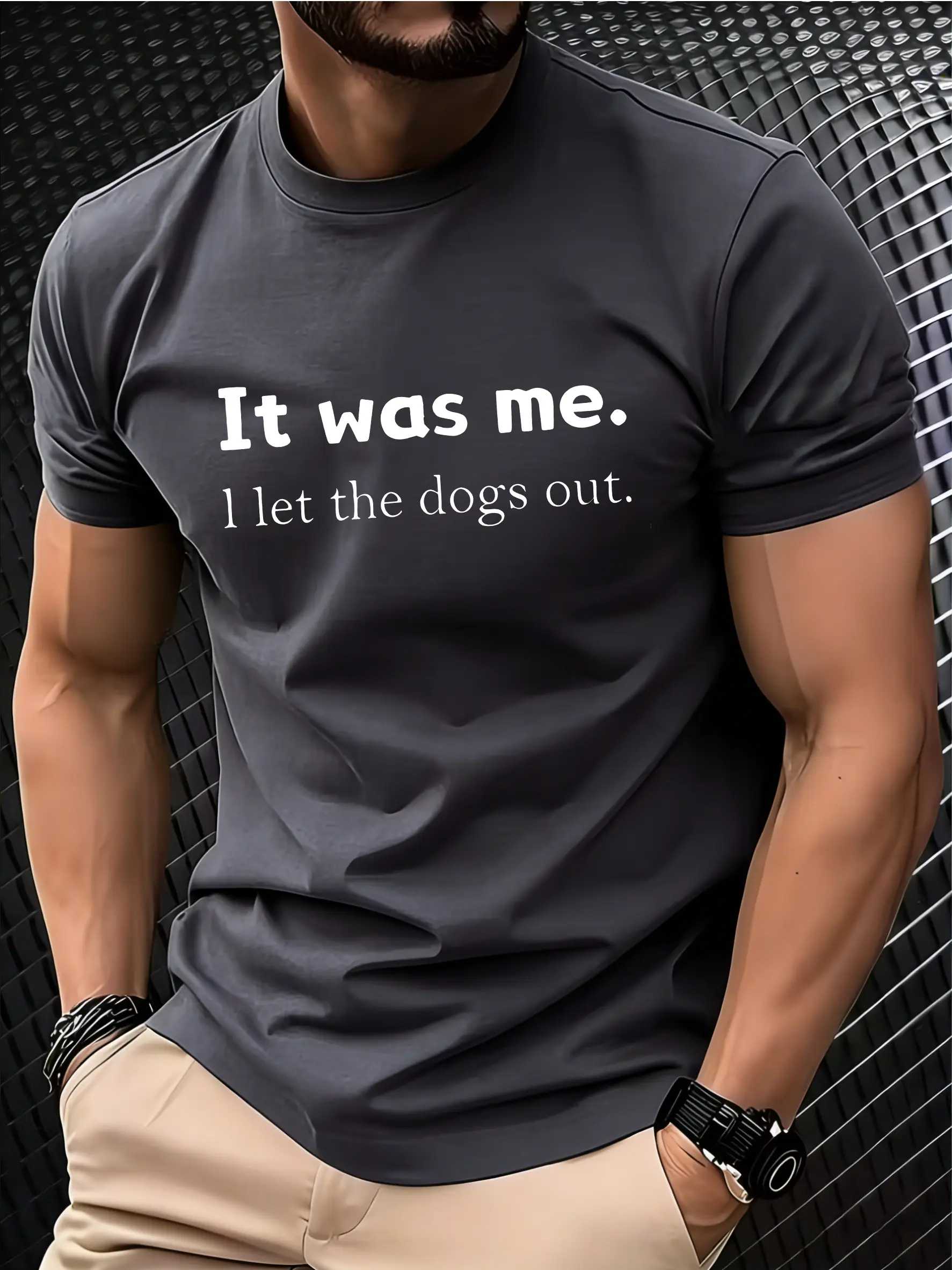 Selected Men'S Summer T-Shirts That Are Comfortable, Breathable, And Quick-Drying. This Adult T-Shirt Features a Nostalgic Meme Saying, 'It Was Me. I Let The Dogs Out.' Paying Tribute to The Classic Hit 'Who Let The Dogs Out.' It Uses Straightforwar