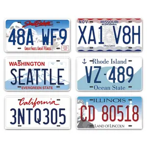 6PCS License Plate Style Tin Signs Vintage Metal Signs Wall Decor Art Posters for Garage Man Den Restaurant Club Bar Home Decor 6x12 Inch