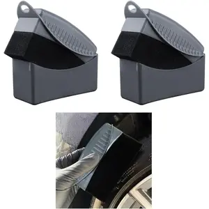 2PCS Dressing Applicator, Reusable Car Shine Sponge Pad With Lid, Durable Foam Auto Wheel Detailing for Vehicle Waxing Polishing Cleaning (Gray)