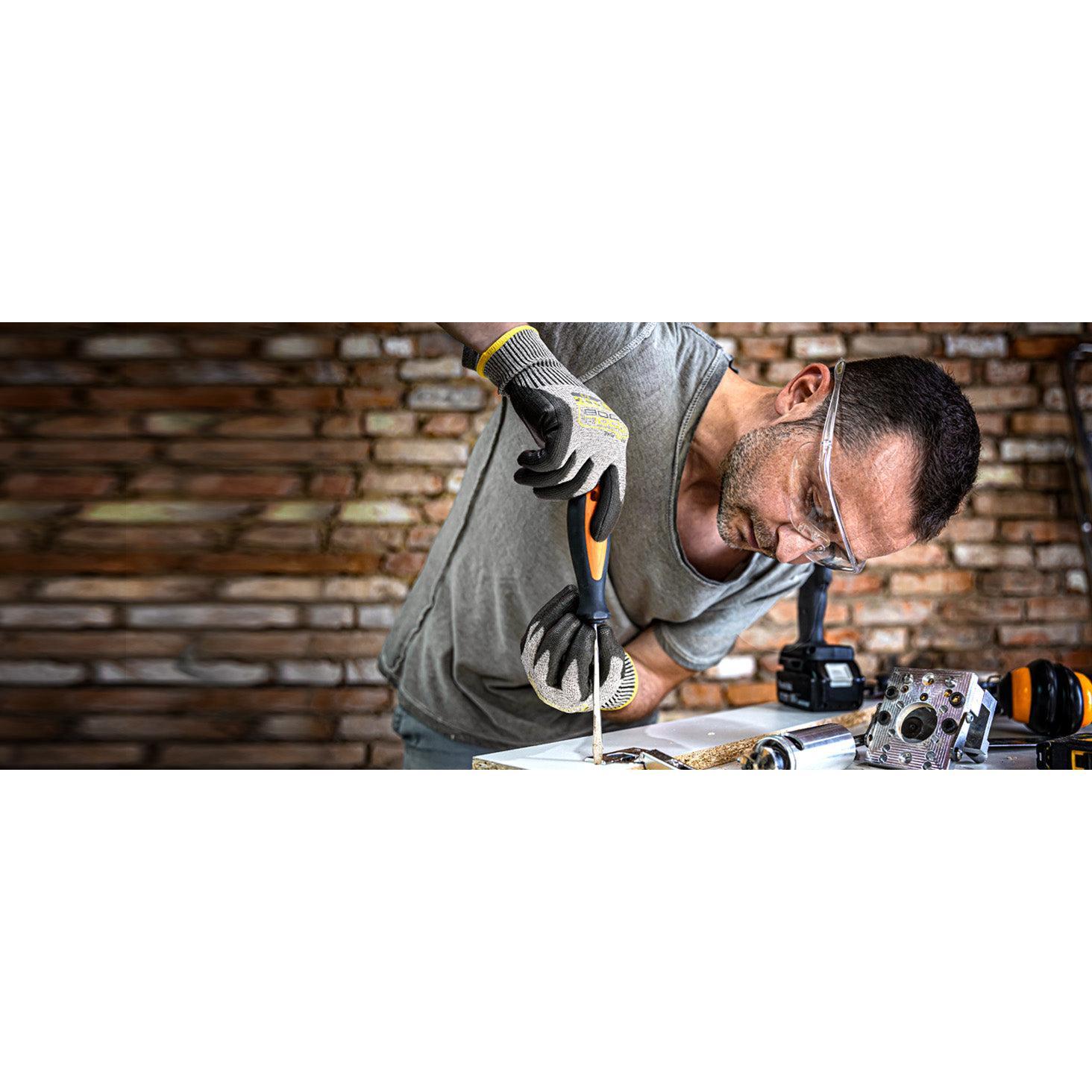 COOLJOB 12/120 Pairs A6 Cut Resistant Safety Work Gloves with Grip, Breathable Lightweight Polyurethane Coated Gloves