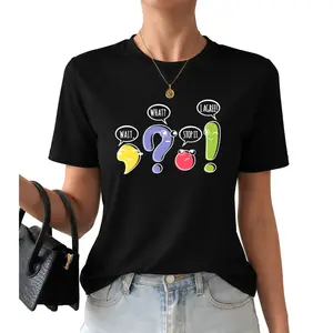 Plus-Size Women's Oversized T-Shirts 1XL-5XL | Short Sleeve Round Neck Punctuation Marks & English Letter Print Blouse-Compatible Top | Machine Washable Spring Summer Fall Casual Casual Attire Suitable for Fashion Commuting Daily Outfits
