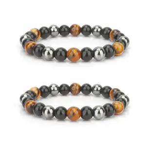 2Pcs Conscious Items Protection Bracelets for Women & Men, Healing Crystal Bracelet with Natural Stones for Energy Shielding, Grounding, Stress, & Negative Energy Protection