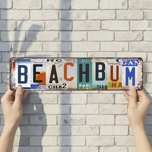 Beach Bum - Vintage Style Street Sign - Aluminum Wall Art & Room Decor for Garage Bar Bedroom Farmhouse Home - 16" x 4" Rust Free Metal Poster