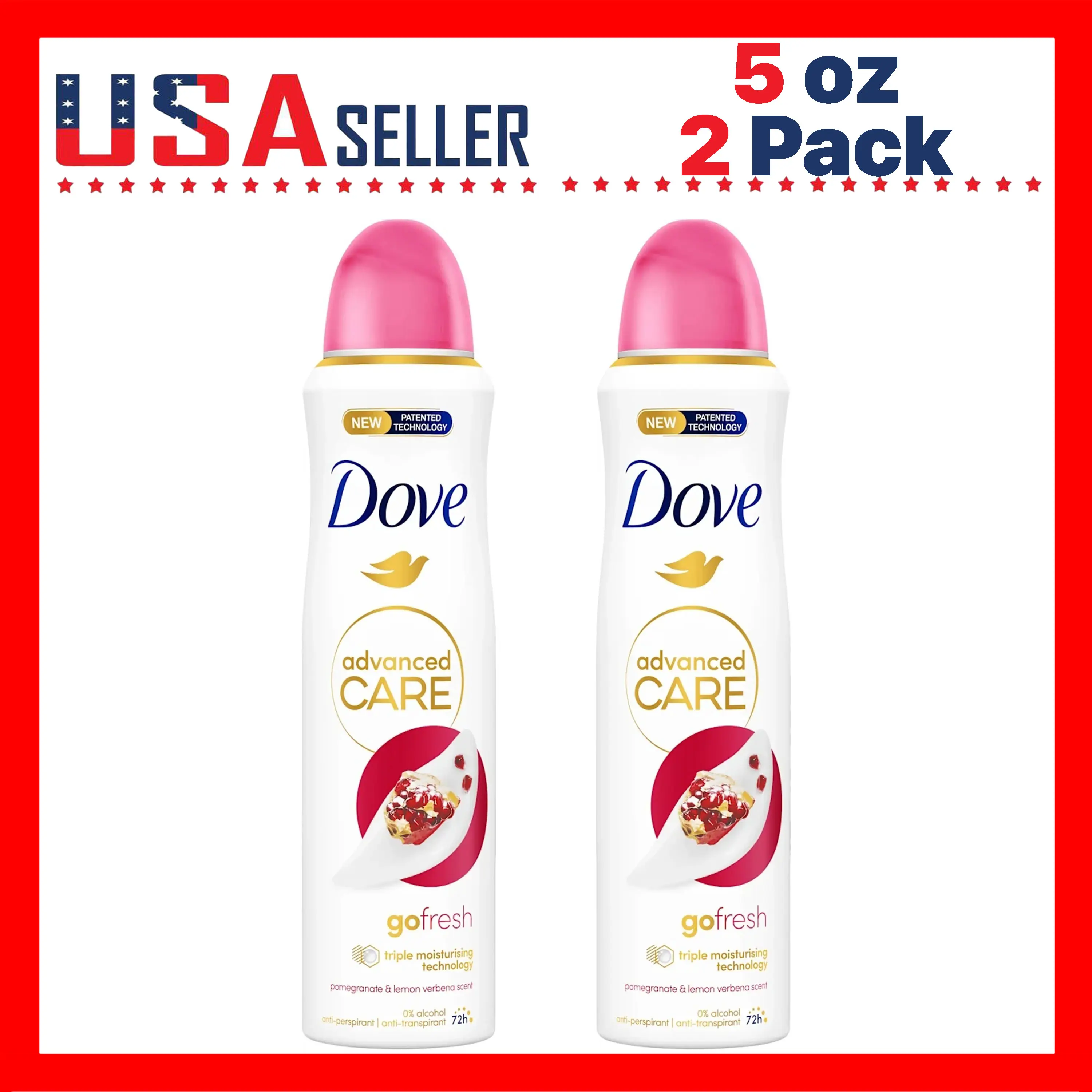 Dove Go Fresh Pomegranate & Lemon Verbena Body Spray 150ml (5 oz) x [2 Pack] Refreshing Daily Fragrance Mist for Women, Long-Lasting Light Scent, Quick-Dry Fine Mist, Travel-Friendly for Gym, Office & Everyday Freshness