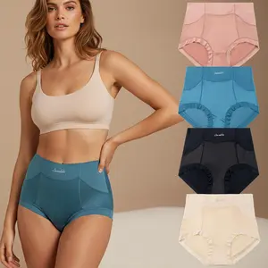 4pcs Elegant Soft and Elastic,high-waisted Briefs, Comfortable Women's Panties for Everyday Wear,Multicolor Mid-rise Women's Underwear, Panty  Demujer