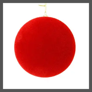 Vickerman 6" Red Flocked Ball Ornament, 4 per bag.