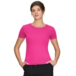 Underscrub Short Sleeve Women - Round Neck Scrubs Undershirt Soft Stretch T-Shirt Womenswear Summer Everyday Fit summervibes Black Casual