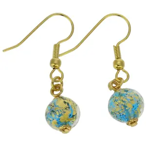 Glass Of Venice Murano Glass Golden Glow Earrings - Aqua