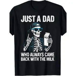 Funny Just A Dad Who Always Came Back With The Milk T-Shirt For Men - Retro Dad Joke Graphic Tee With Milk Run Design, Comfortable Casual Fit For Father's Day Gifts & Casual Attire