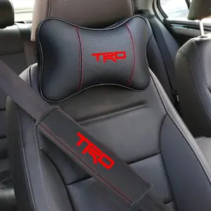 Leather Car Headrest Neck Pillow Seat Belt Shoulder Pad For Toyota TRD new Logo Corolla Chr Avensis Yaris Camry Racing Accessories