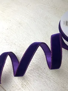 7/8 Inch By 10 Yard Purple Velvet Ribbon With Satin Backing