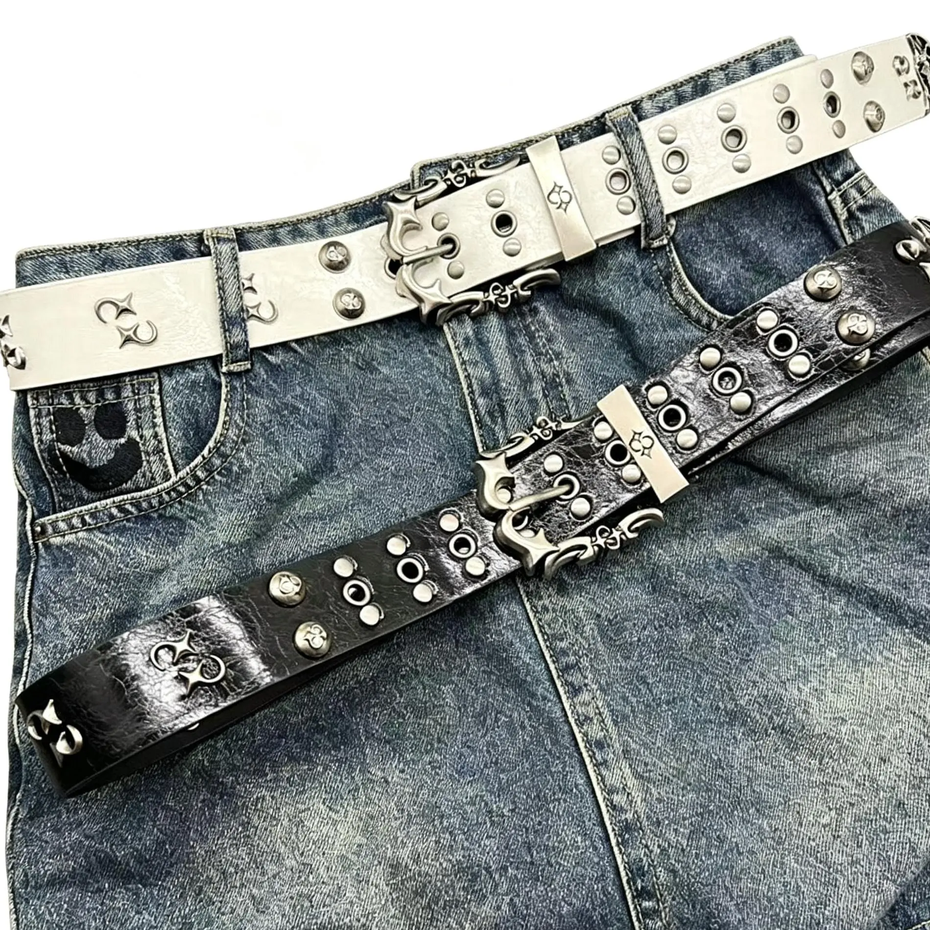 Unique, Trendy Design Unisex Leather Belt with Pin Buckle, Metal, Hip-Hop, Punk, Studs, Cool Gift Fashion Belt