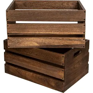20" L Oversize Wooden Crates For, Wood Milk Crates Of Farmhouse Vintage ,Vinyl Record Crates,Large Size Decration Wood Crates (Vintage)