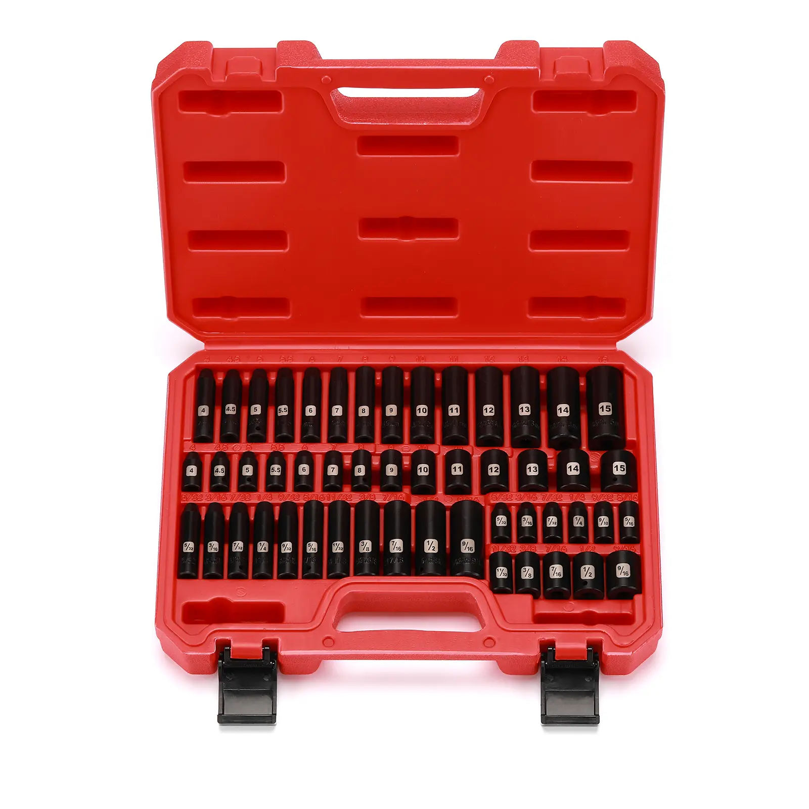 CASOMAN 50PCS 1/4 Inch Drive Master Impact Socket Set Metric/SAE Deep/Shallow 6 Point CR-V 5/32 Inch - 9/16 Inch 4mm - 15mm Heavy Duty Wrench Hex Comb