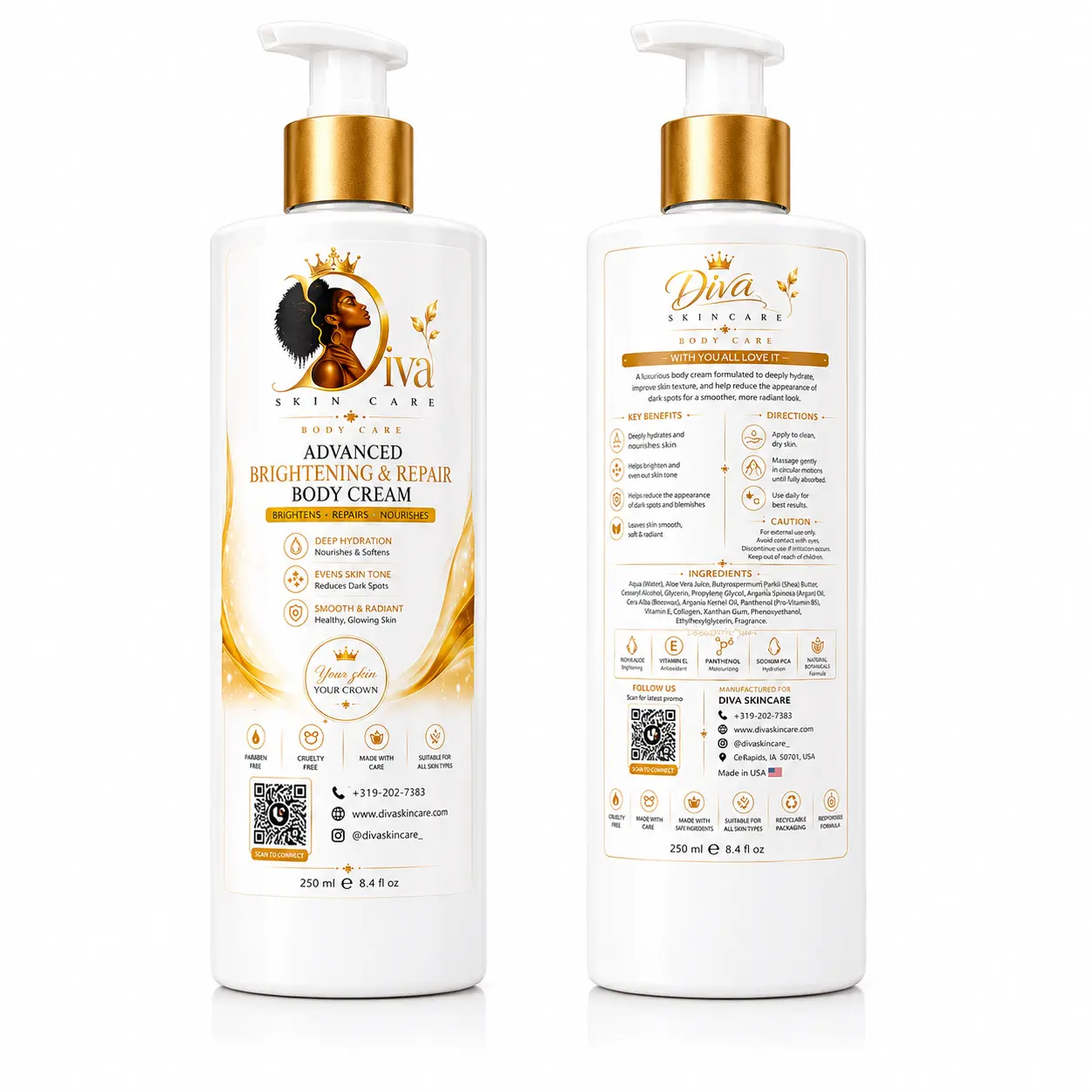 Advanced Brightening Body Cream - Smooth Daily Lightweight Radiant & Nourished Skin Body Lotions & Creams