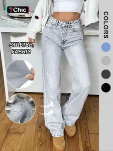Women's Straight Leg Fit Jeans with Button, Comfortable Stretch Denim, Casual Fashion for Men and Women, Perfect for Daily Wear and Outdoor Activities