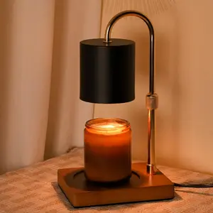 Candle Warmer Lamp Timer - Birthday Gift for Women Moms, Mother's Day Gift, Housewarming Gift New Home Decor, Modern Farmhouse Decor, Suitable for All Jar Candles Candle Warmer with Two Bulbs Black Gold