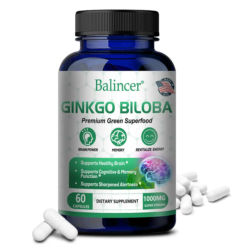 Balincer Ginkgo Biloba Health Supplement, supports brain cognitive function and memory, 60 capsules. Balincer Ginkgo Biloba Health Supplement, supports brain cognitive function and memory, 60 capsules.