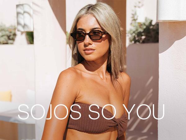 SOJOS Retro Polarized Hexagon Sunglasses for Women Men, UV400 Trendy Rectangle 70s 80s 90s Shades