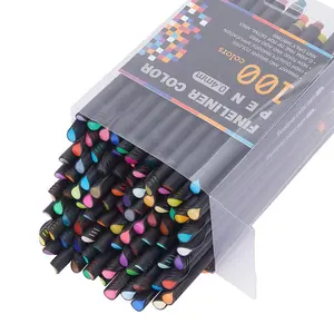 Colored Outline Pen (100pcs), 1/2 Boxes 0.4mm Fine Tip Drawing Pen, Durable Writing Pen Set for Painting, Diary, Note, Calendar, Agenda, Coloring, Filling