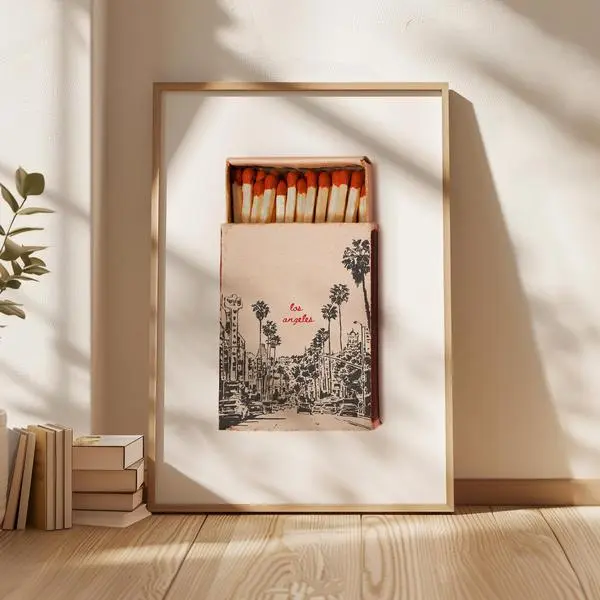 Retro Matchbook Wall Art Print - Vintage City Matches Poster For Trendy Aesthetic Decor