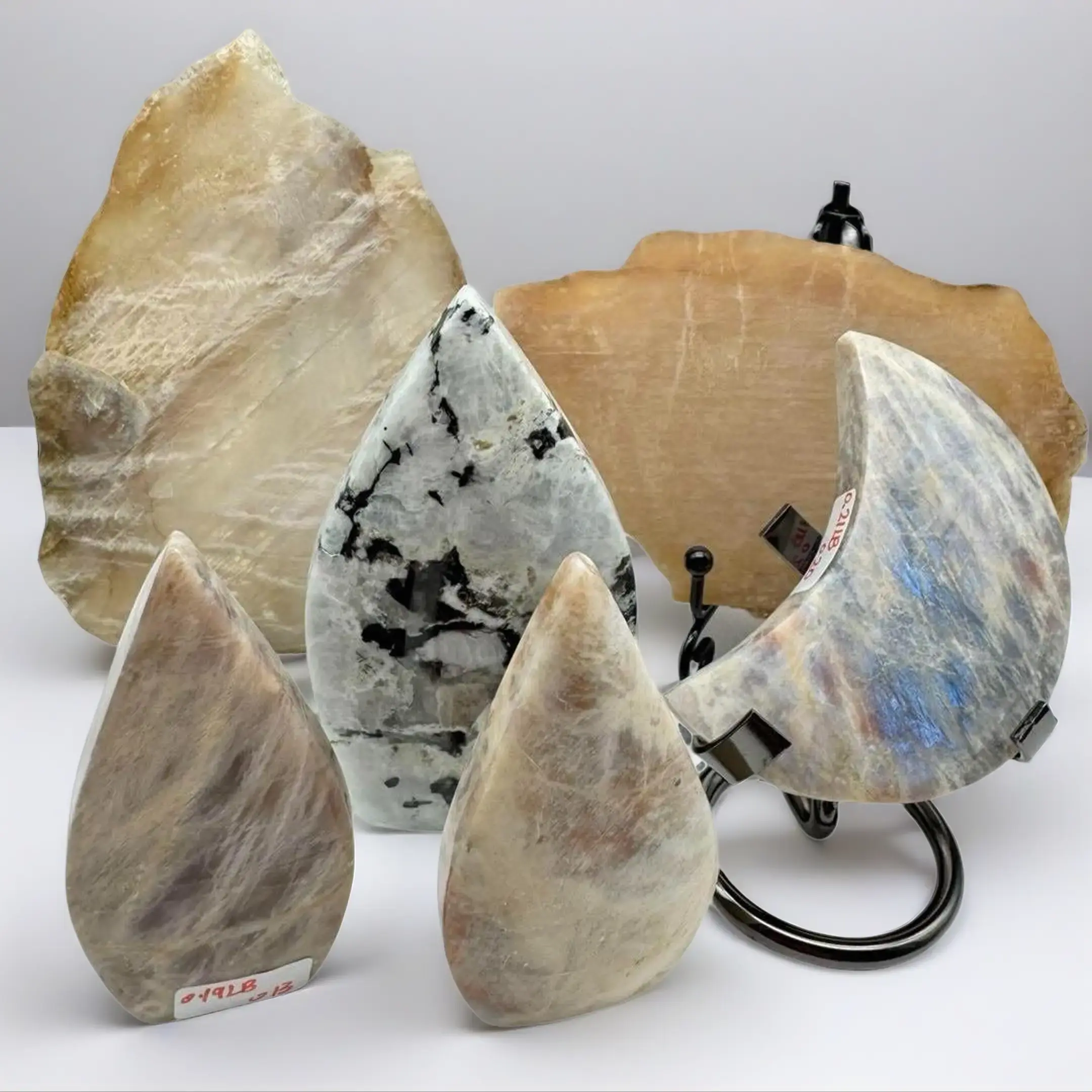 7) Moonstone Crystals - Natural Stones, Intuitively Chosen | Crescent Cast
