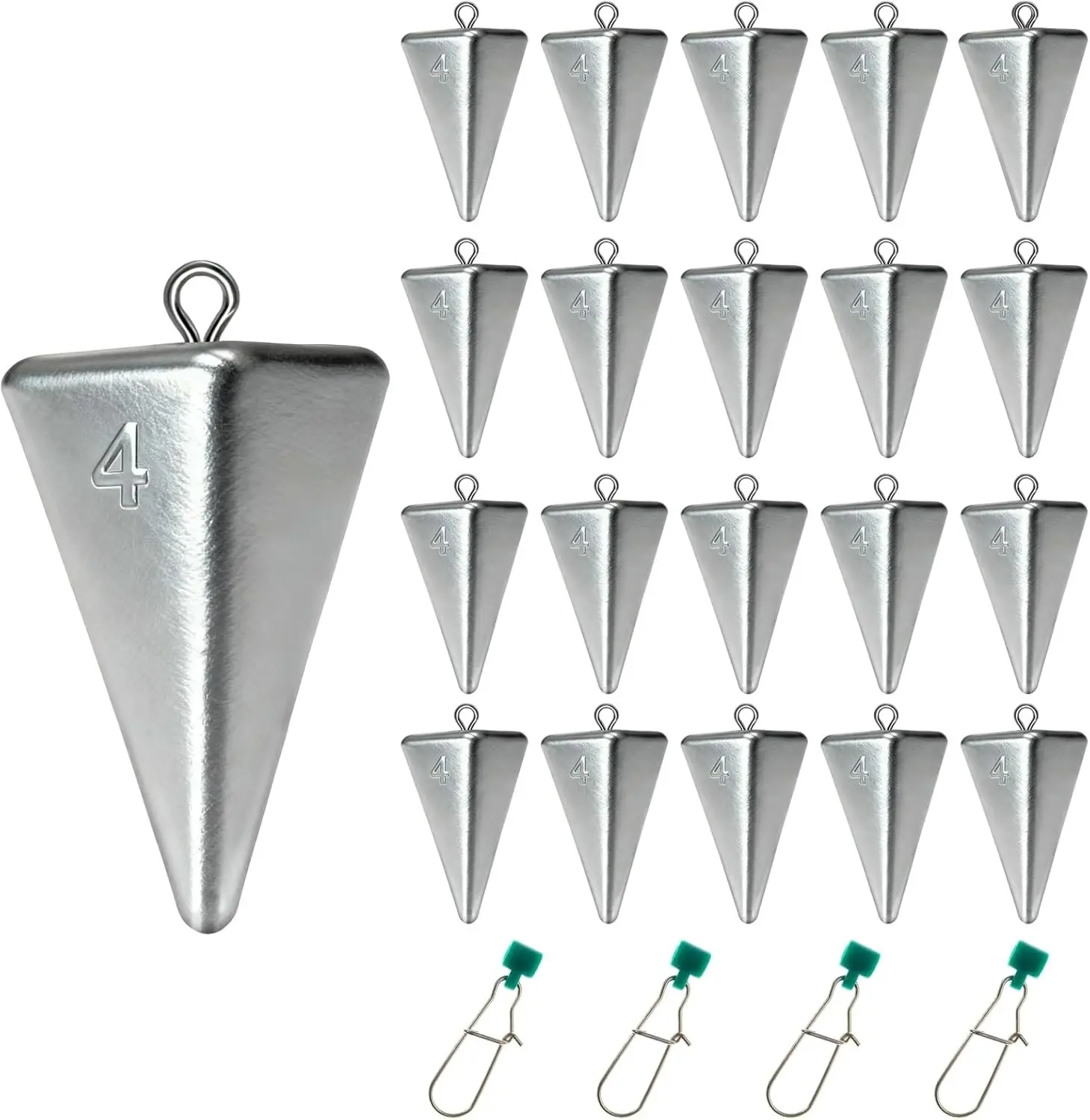 24pcs-(20pcs 4oz Pyramid Fishing Sinkers+4pcs
