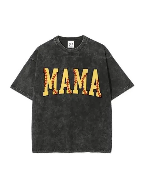 Cute Softball Mama Shirt, Mothers Day Gift for Softball Mom, Women's Vintage Wash Cotton Crew Neck Short Sleeve, Gift for Softball Lover clothes earthy