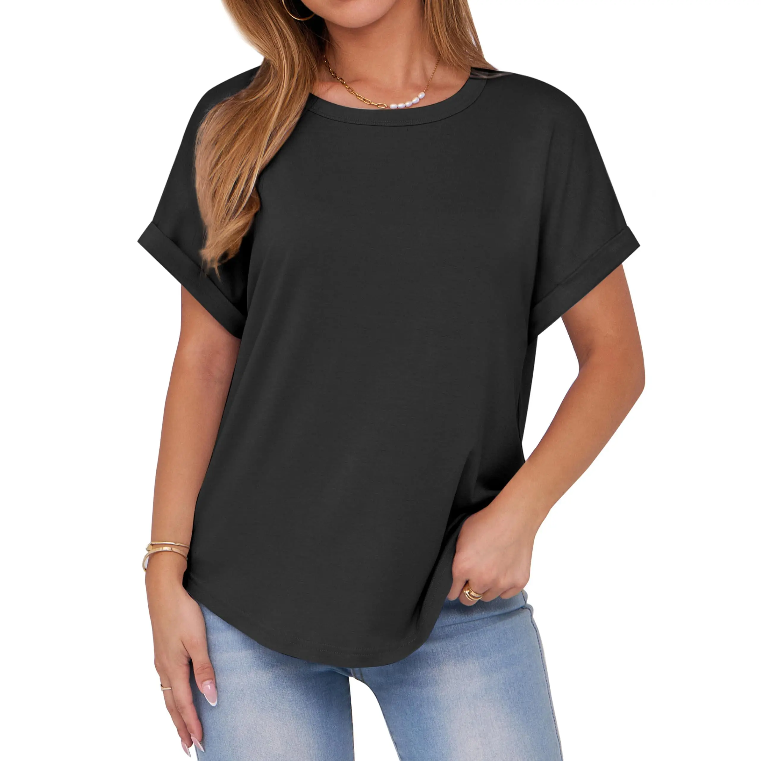 ANRABESS Womens Tops Oversized Short Sleeve T Shirts Summer Casual Solid Basic Tee Shirts 2026 Spring Outfits Crewneck Womenswear