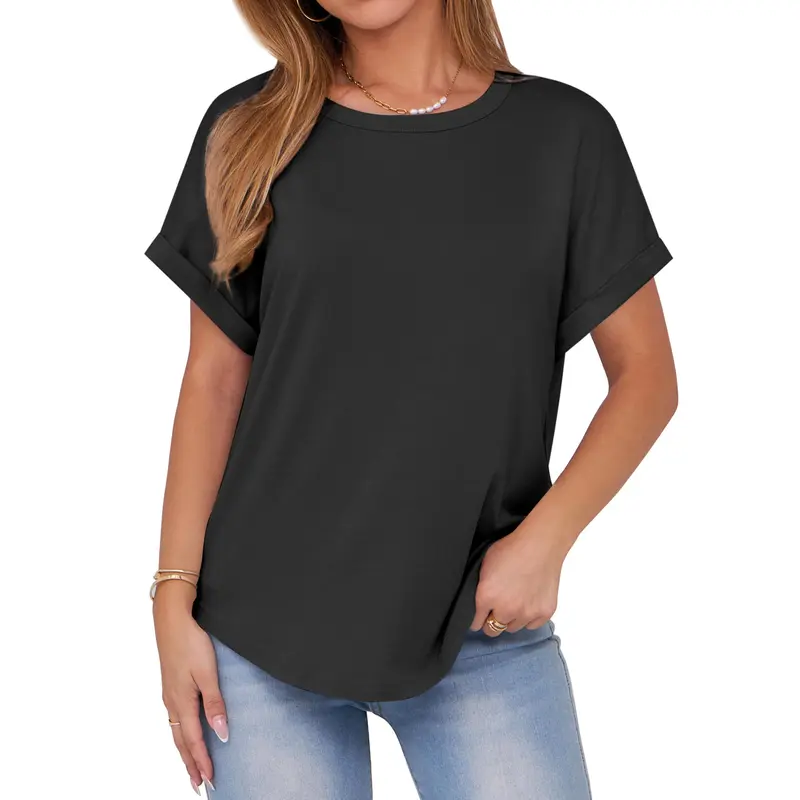 ANRABESS Womens Tops Oversized Short Sleeve T Shirts Summer Casual Solid Basic Tee Shirts 2026 Spring Outfits Crewneck Womenswear