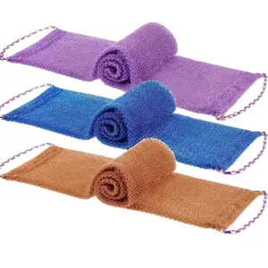3pcs Set of African-style Knotted Exfoliating Bath Sponges - Powerful and Non-toxic Body Scrub, Deep Cleans the Back and Entire Body - Fragrance-free, Portable Design, Gentle Exfoliation, Textured Surface, Skin-friendly Material