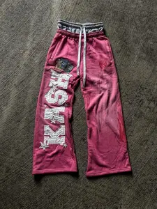 High Street Trendy Pants High Street Ins Trendy Brand Men's and Women's Loose Straight Tube Embroidered Printed Casual Pants