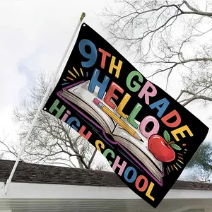 2x3ft / 3x5ft 9th Grade Hello High School Flag - Back to School Classroom Polyester Banner for Outdoor Yard & Home Decor