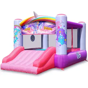 Action Air Bounce House, Princess Inflatable Bounce House with Blower, Pink Bouncy House for Girls, Flying Unicorn Theme Bouncy Castle, Durable Sewn and Extra Thick, Love for Kids