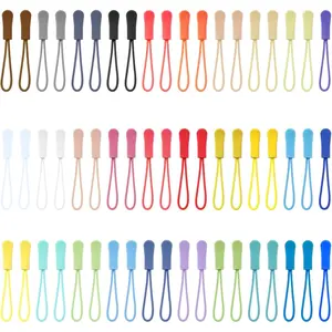 60 count Zipper Pulls 12 Colors Nylon Cord Zipper Tag Replacement for Clothes, Luggage, Backpacks, Jackets,Handbag Tents, Sweatshirt