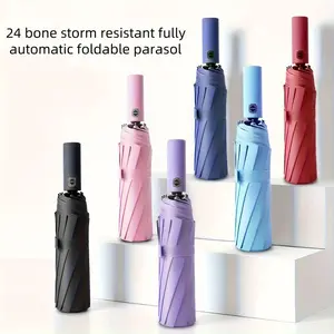 Stay Protected in Any Weather with this Fully Automatic 24-Bone Umbrella - Multiple Colors Available!