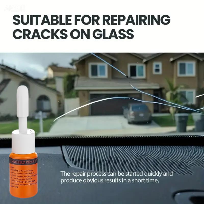 Windshield Repair Kit for Chips and Cracks, Rock Chip Repair Kit Windshield, for All Car Windshield Crack Repair Kit to Repair Scratches, with Curing and Pressurizing Device (Orange)