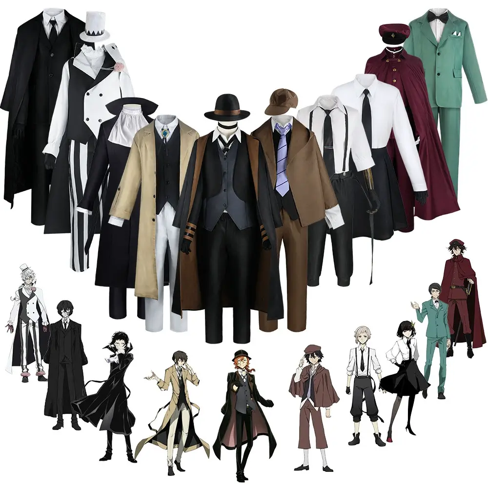 Flash Sale Bungo Stray Dogs Character Accurate Cosplay Uniform Full Set - Dazai, Akutagawa, Chuuya, Fukuzawa, Teruko, Gogol, Kunikida Outfits for Halloween, Comic Con - Women's Clothing Set, Uniform Look
