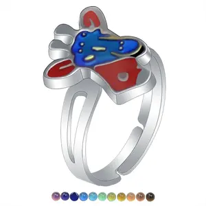 Cute Animal Mood Ring Temperature Color Changing Adjustable Open Ring Fun Emotion Jewelry for Unisex