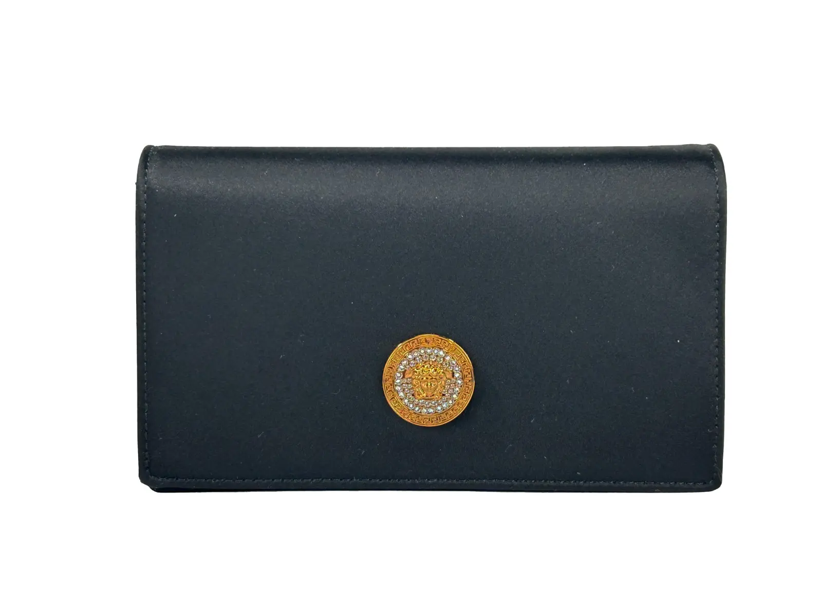 Pre-owned VERSACE Fabric Crossbody bags Mini Chain Black Crossbody Wallet Women's Bag