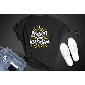 Men's National Vanilla Ice Cream Day celebration with a fun, dessert-themed design Graphic T-Shirt - Short Sleeve Crew Neck Regular Fit Casual Wear | Soft & Breathable Fabric, Durable Print, Everyday Comfort, Machine Washable, casual and trendy flat lay