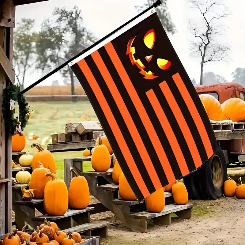 Halloween Flag 3x5ft 90x150cm Smile Pumpkin Lantern Flag , Durable Polyester Holiday National Flag for Halloween Party Garden Yard Home Decoration Indoor Outdoor (Black) Banners Ornaments