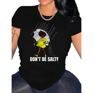Graphic & Slogan Print Crew Neck T-Shirt, Casual Short Sleeve Top For Spring & Summer, Women's Clothing