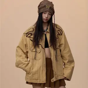 Western Embroidered Heavy Denim Coat