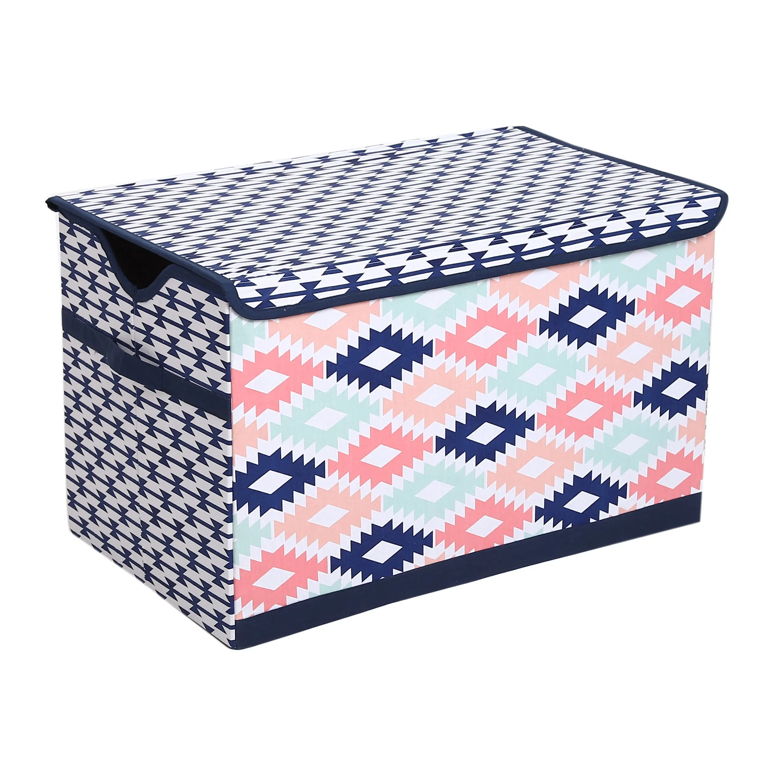 Bacati Toy Chest Aztec Emma - Coral/Mint/Navy Boxes Cotton