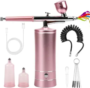 Airbrush Kit with Compressor, Rechargeable Portable Cordless Air Brush Set Nail Machine, Airbrush Gun Set for Nail Art, Cake Decor, Makeup, Barber, Model Painting