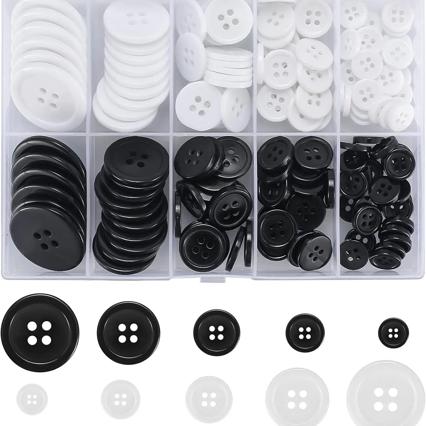 160pcs Resin Four-Hole Buttons, Sewing Craft Buttons, Sewing Accessories for Home Sewing, Knitting Crochet DIY Clothing, Skirts, Suits, Jackets Decoration